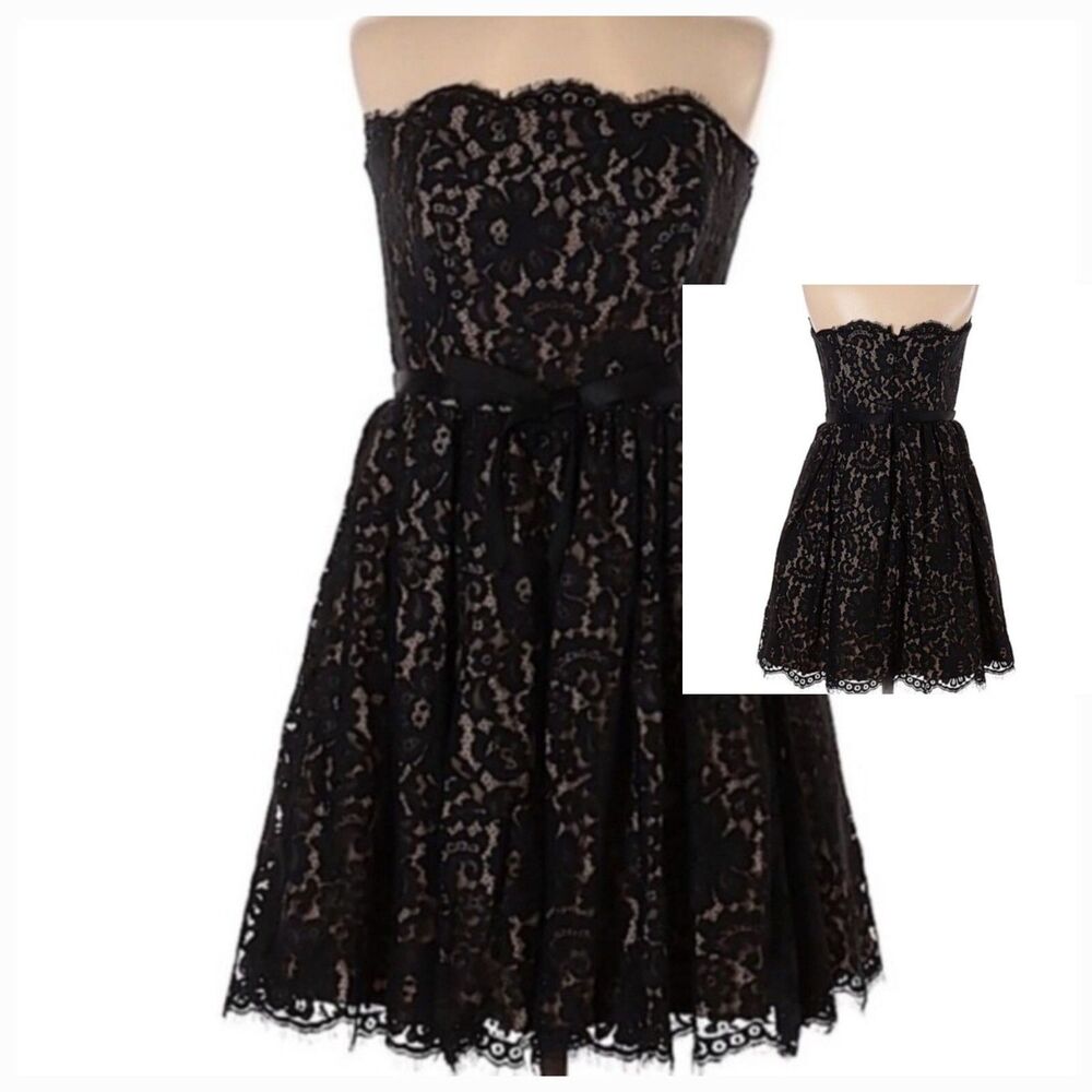 NEW Robert Rodriguez Women's Fit & Flare Dress Size 6 Black LBD Lace Cocktail